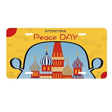 Imagem de DIYthinker Placa de licença com símbolo nacional da Rússia para decoração de carro, dia da paz