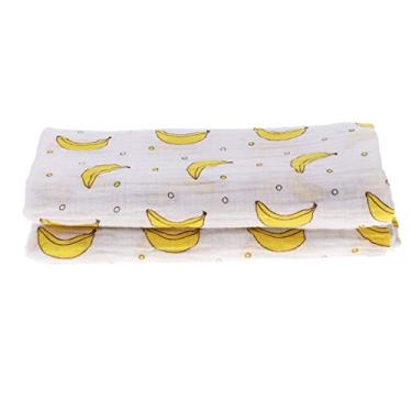 Imagem de Cobertores quadrados de musselina, cobertor para bebês, toalha de enrolar para presente de chá de menina - Banana