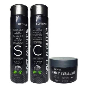 Imagem de Soft Hair Kit Carvão  Ativado Shampoo Condicionador E Máscara