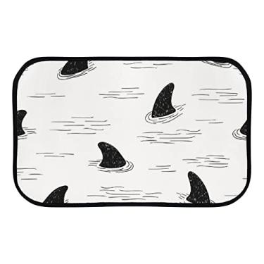 Imagem de DreamBay Tapetes de porta para entrada tapetes macios 78,7 x 50,8 cm, tubarão preto e branco Doodle Anti fadiga Tapete de pé interior ao ar livre capacho de boas-vindas para sala de estar quarto