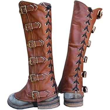Imagem de Polainas De Couro Retrô, Polainas De Perna De Caça Ajustáveis ​​polainas De Cobra Polainas De Bota De Neve À Prova D'água Para Caminhadas, Escaladas, Caça, Trekking | Steampunk Gótico Cosplay | Pa