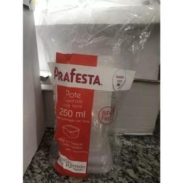 Imagem de Pote Quadrado Com Lacre 250ml C/10 Unidades Prafesta