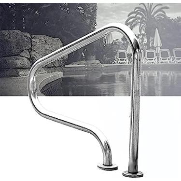 Imagem de Trilho de mão de segurança para piscina Trilho de mão de fácil montagem 80X80CM Corrimão de segurança de aço inoxidável 304 para entrada de piscina enterrada 1 peça