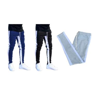 Imagem de Kit 03 Calças De Moletom Listras Skinny Jogger Slim-Masculino
