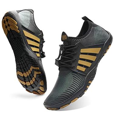 Imagem de WateLves Water Shoes – Meias aquáticas de secagem rápida, para surf, ioga, hidroginástica, Ultimate preto e cinza, 14 Women/12.5 Men