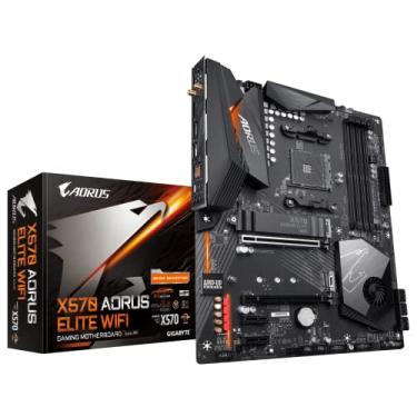 Imagem de Gigabyte X570 AORUS Elite Wi-Fi (AMD Ryzen 3000/X570/ATX/PCIe4.0/DDR4/Intel Dual Band 802.11AC Wi-Fi/USB frontal tipo-C/RGB Fusion 2.0/M.2 Protetor térmico/placa-mãe para jogos)
