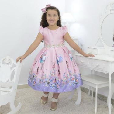 Imagem de Vestido Infantil Rosa Tema Bailarina Com Balões No Jardim - Moderna Me