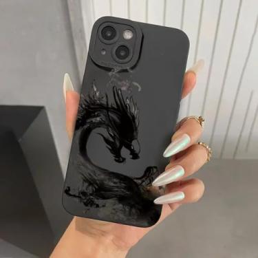 Imagem de Capa de silicone macio fosco com estampa de dragão preto para iPhone 15 13 11 12 14 Pro Max Plus XR X XS 7 8 14 Plus SE 2020 Capa à prova de choque, 9, para iPhone 7 8