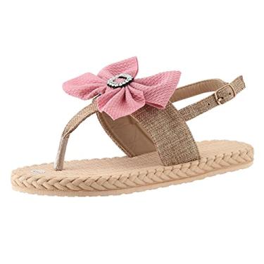 Imagem de Sandálias Boho de verão para mulheres sandálias chinelos sapatos engraçados chinelos de praia ao ar livre chinelos femininos recifes tamanho 8 flip, Rosa choque, 8.5