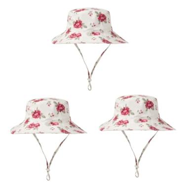 Imagem de 3 Pecas chapéu de balde infantil chapéu recém-nascido chapéus de criança gorro infantil de pescador boné de algodão com estampas de flores verão chapéu de algodão chapéu de bebê