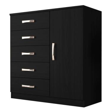 Imagem de Cômoda Evidencia com Sapateira e 5 Gavetas Cor Preto