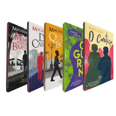 Imagem de 5X Livros Físicos Clássicos Brasileiros Dom Casmurro Quincas Borba O Guarani O Cortiço Memórias Póstumas de Brás Cubas