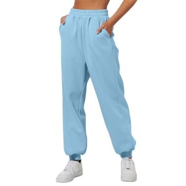Imagem de Howstar Calça cargo azul feminina calça de moletom feminina casual folgada elástica moda joggers cargo com bolsos 2024 calças de primavera calças para mulheres verde