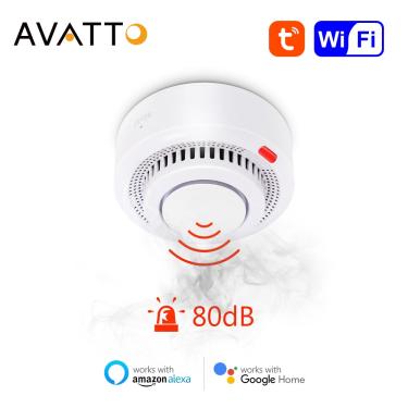 Imagem de Avatto inteligente wifi detector de fumaça  tuya alarme de incêndio detector de temperatura sensor