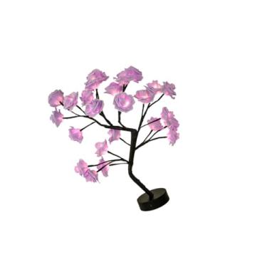 Imagem de DOITOOL 1 luminária de mesa de bonsai rosa de Natal ramo flor rosa linda lâmpada de árvore de LED lanterna noturna menina decoração de mesa decoração de rosa luzes de cerejeira luz noturna Miss Roses