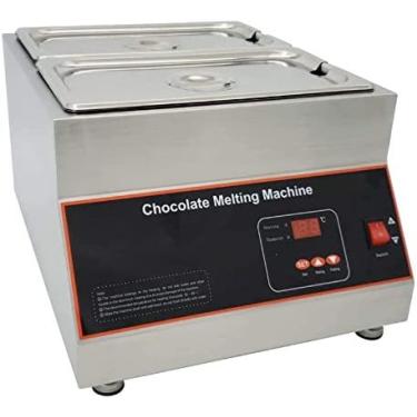 Imagem de Máquina de derreter chocolate, derretedor de chocolate elétrico comercial de aço inoxidável, máquina de aquecimento com isolamento térmico, para sopa de queijo de chocolate, 2 potes 69Tranqu