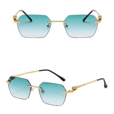 Imagem de Óculos de sol quadrados sem aro masculino, óculos de sol sem moldura para mulheres, estilo europeu, unissex, azul, preto, verde, 6, tamanho único