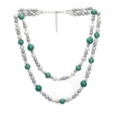 Imagem de Colar de pérolas grandes para mulheres colar de declaração de pérolas grandes e grossas, bijuterias simuladas de pérolas, colar de elos de corrente para festa de formatura de casamento, Pérola, Pérola sintética