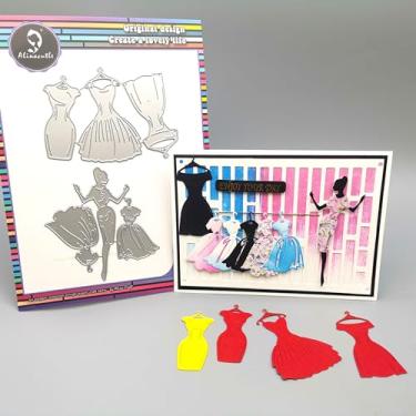 Imagem de 1 vestido feminino de compras e 5 peças corte de metal cortado para artesanato em papel feito à mão cartões comemorativos scrapbooking e artes de álbum da Alina Crafts