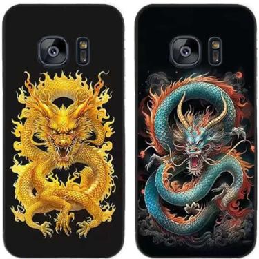 Imagem de 2 peças de dragão chinês impresso TPU gel silicone capa de telefone traseira para Samsung Galaxy (Galaxy S7)