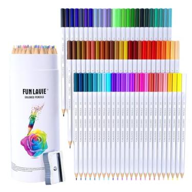 Imagem de FUNLAVIE 72 lápis de cor para livros de colorir adultos, conjunto de lápis de colorir premium macio com apontador para artistas, lápis de desenho e esboço, conjunto de materiais de arte profissional