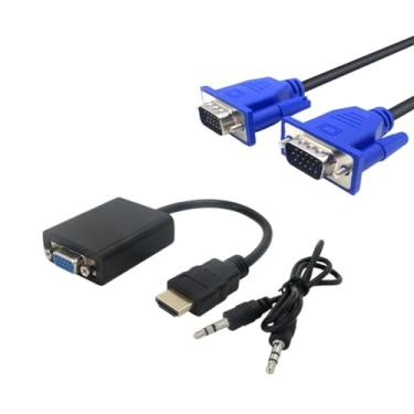Imagem de Kit Cabo Adaptador Conversor HDMI Para VGA Com Saída P2 de Áudio + Cabo VGA 1,5m [KRV Magazine]