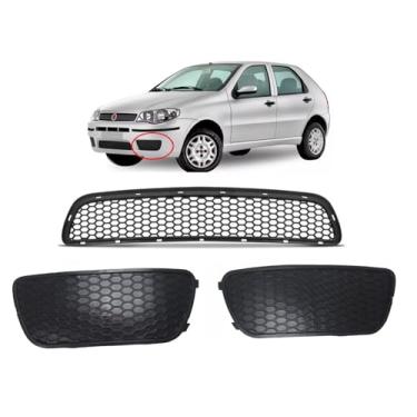 Imagem de Kit 3 Grade Parachoque Palio 2004 2005 2006 2007 2008 2009