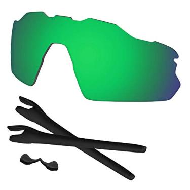 Imagem de Predrox Lentes de radar verde espelhadas EV Pitch e kits de borracha de substituição para óculos de sol Oakley polarizados OO9211