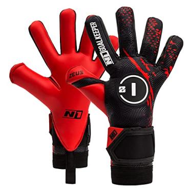 Imagem de N1 Goalkeeper gloves Zeus UGT+ Luvas de Goleiro para Adultos para Futebol Profissional Ultra Leves e Ajustáveis. De Látex Alemão com Fecho de Dupla Fita. Agarre Extremo e Antiderrapante. Vermelho. 9