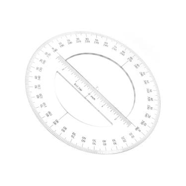 Imagem de Hegebeck Transferidor transparente de 360 graus 20 cm/8 polegadas de diâmetro transferidores de plástico matemática transferidores circular ferramenta matemática para medição de ângulo
