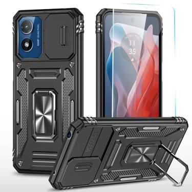 Imagem de SunStory Capa de celular para Motorola Moto G Play 2024 com protetor de tela HD, capa de câmera deslizante e suporte, Moto G Play 4G 2024 [grau militar] capa de telefone para Moto G Play 2024 (Z_Preto