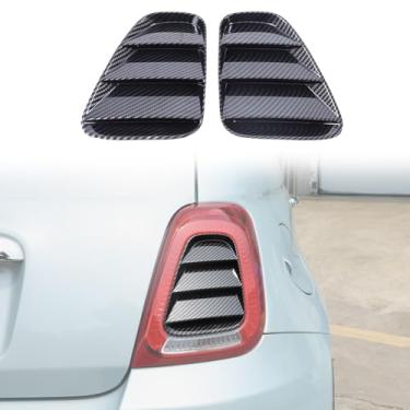 Imagem de HAPPYHORSE Capa de acabamento de painel de luz traseira de carro compatível com Fiat 500 2016-2024, tampa do painel da lâmpada traseira do carro ABS protege acessórios externos decorativos (fibra de