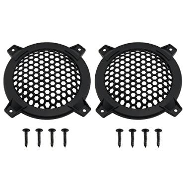 Imagem de Capa para churrasqueira ZZHXSM de 10 cm, 2 peças, protetor de malha de plástico ABS redondo preto, capas de alto-falante de áudio para carro, grades de subwoofer Woofer