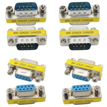 Imagem de AIMHDUTY RS232 Trocador de gênero serial pacote com 8 pinos DB9 macho para macho e fêmea para conector de acoplador adaptador para cabo serial RS232
