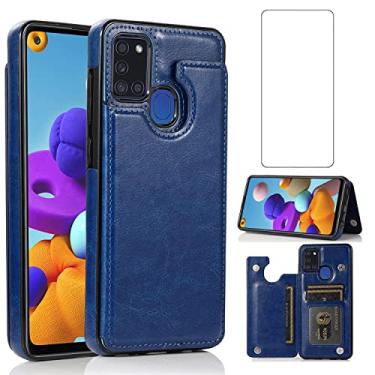 Imagem de Asuwish Capa carteira compatível com Samsung Galaxy A21S e protetor de tela de vidro temperado com suporte para cartão, capa flip de couro para celular para Glaxay Galaxies A 21S a21scase mulheres