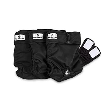 Imagem de Pet Parents® Fraldas laváveis para cães (pacote com 3) + extensores de fraldas duráveis para cães, fraldas premium para cães femininas e masculinas (pequenas, preta)