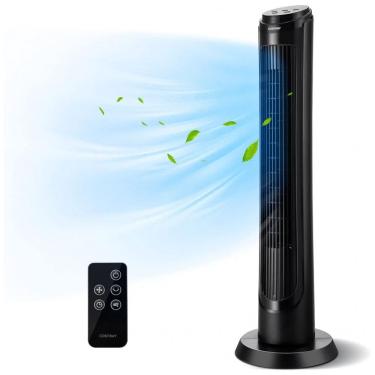 Imagem de Ventilador de Torre com Controle Remoto, 4 Velocidades e Temporizador 15h,110V 50W, COSTWAY, Preto