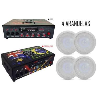 Imagem de Kit Som Ambiente Turbo Dance Bluetooth USB Com 4 Arandelas - Hurricane