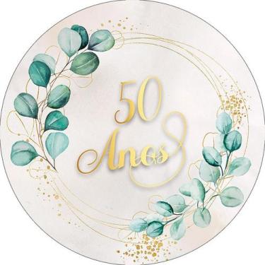 Imagem de Painel De Festa Redondo 1,50x1,50 - Geométrico Folhagens 50 Anos 054 -