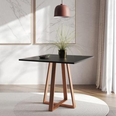 Imagem de Mesa de Jantar Mônaco 90cm Preta Base Cobre - IRON WOOD