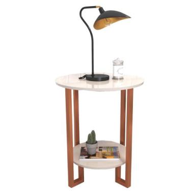 Imagem de Mesa de Apoio 2 Tampos Dália com Pés de Ferro - Off White - Nosso Sonh