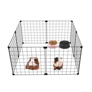 Imagem de Cercado Aramado Porquinho da Índia Coelho Cachorro 80x80x40cm Preto - 