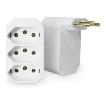 Imagem de Adaptador de tomada multiplo tipo te benjamin 3x2p(l) 10a 250v branco 