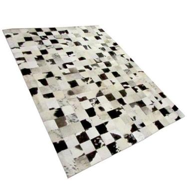 Imagem de Tapete De Couro De Boi Costurado 1,50X2,00M Cinza E Branco - Joli Tape