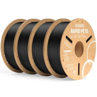 Imagem de ELEGOO Filamento Rápido Petg 1,75 Mm Preto 4 Kg, Filamento de Impressora 3D de Alta Velocidade 30-600 Mm/S Precisão Dimensional +/- 0,02 Mm, Carretel de Papelão de 1 Kg(2,2 Lbs) Adequado para A Maiori