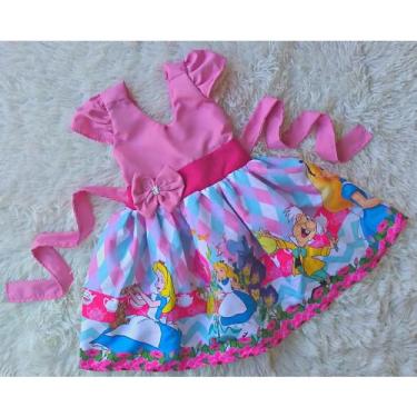 Imagem de Vestido Temático Infantil Simples Alice no país das maravilhas Rosa - 