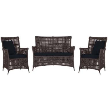 Imagem de Jogo Sofá e 2 Poltronas de Área Igapó Alumínio Pintura Marrom Corda Ná