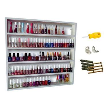 Imagem de Nicho Organizador Expositor 200 Esmaltes 5 Prateleiras Mdf Cor Branco 