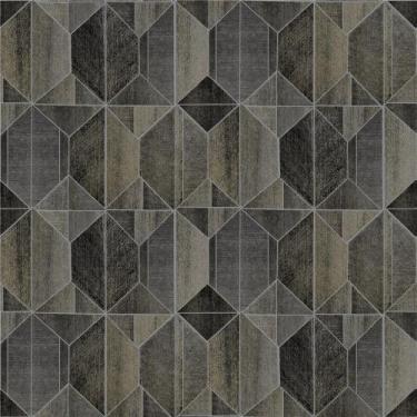 Imagem de Papel de Parede Geometrico Preto com Cinza Melian - Rolo com 10 Metros
