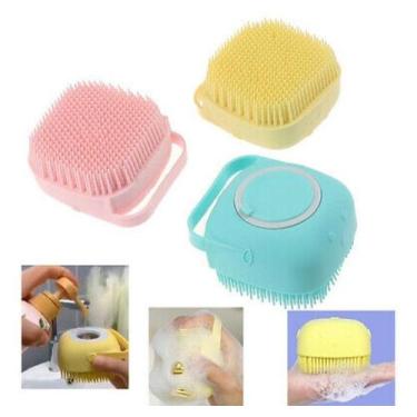 Imagem de Esponja banho silicone porta reservatorio sabão shampoo cor variada - 